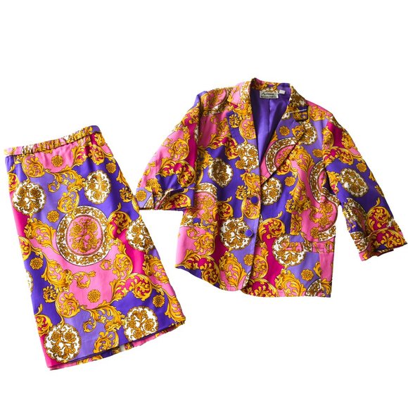 LINEA BY LOUIS DELL 'OLIO Purple and Pink 2 Piece Suit - Size Large - Picture 2 of 14